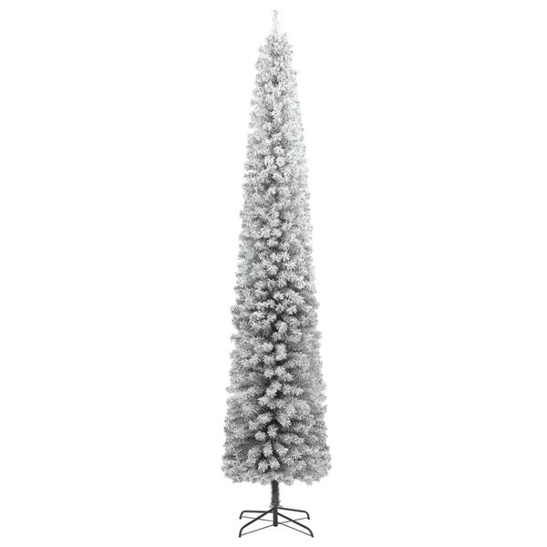 vidaXL Slim Christmas Tree Green and white PVC, metal Slim