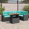 vidaXL 6 Piece Patio Sofa Set with Cushions Black Poly Rattan