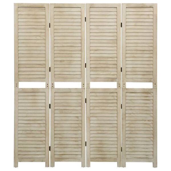 vidaXL 4-Panel Room Divider 55.1x65.0" Solid Wood Paulownia
