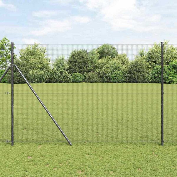vidaXL Fence with Posts Gray 59.1" x 393.7" Steel
