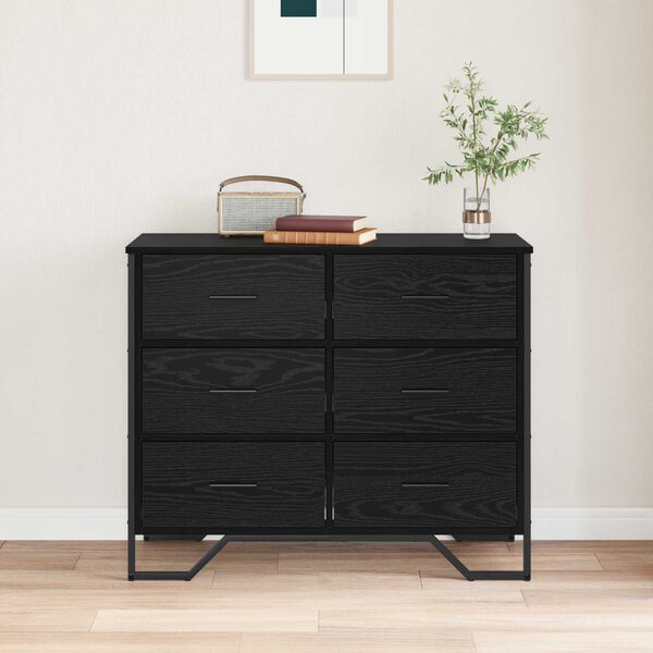 vidaXL Chest of Drawers Black oak 91 x 35.5 x 74.5 cm Engineered wood