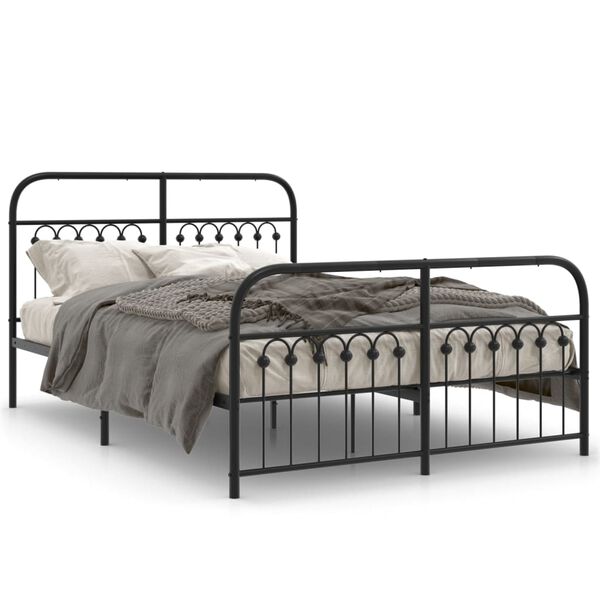 vidaXL Bed Frame Black Steel Full Bed Frame Rectangular Traditional