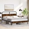 vidaXL Bed Frame Smoked oak Steel Queen Bed Frame Rectangular