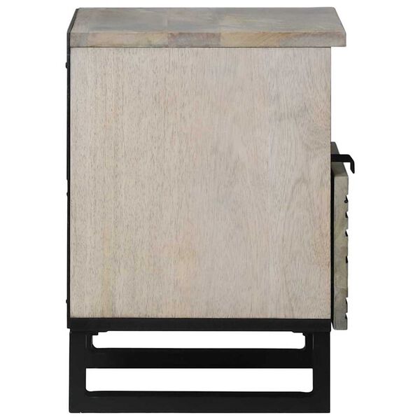 vidaXL Bedside Cabinet White and Black 15.75 x 12.99 x 18.11 in