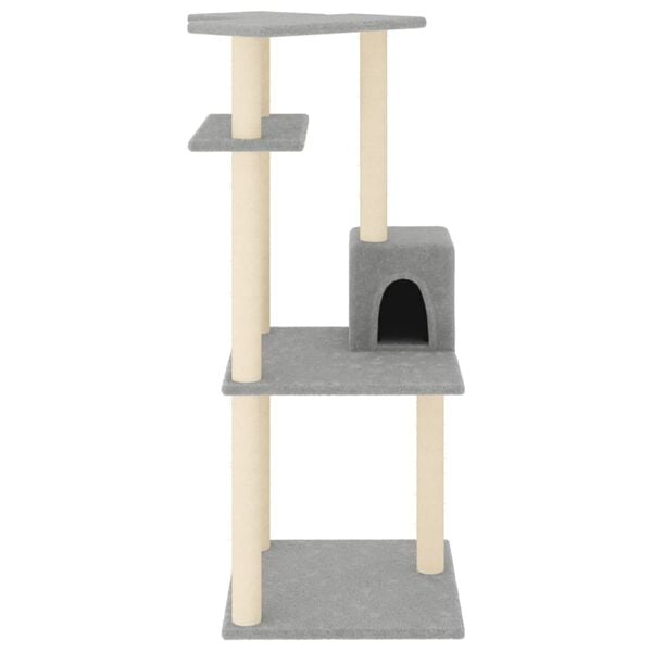 vidaXL Cat Tree Light grey Engineered wood 48.4 in tall Durable