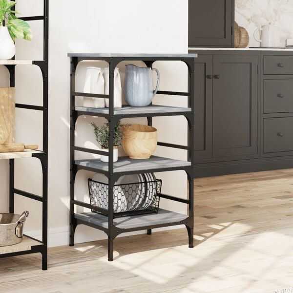 vidaXL Kitchen Trolley Gray Sonoma 17.7"x13.8"x35.2" Engineered Wood