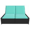 vidaXL Double Sun Lounger with Cushions Black Poly Rattan