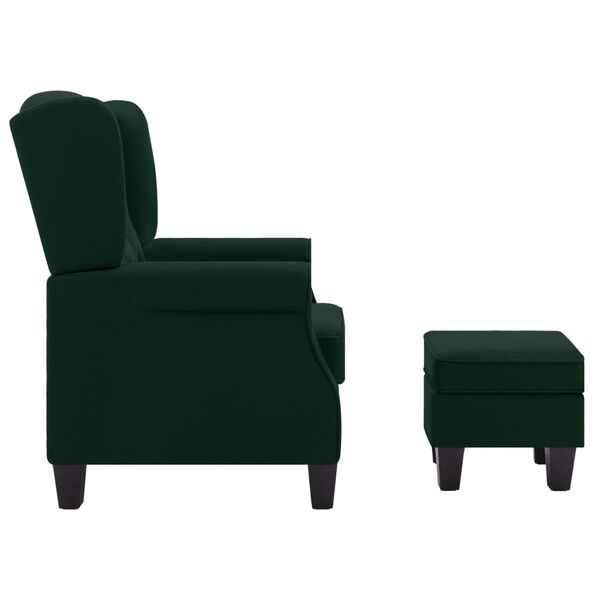 vidaXL Armchair Dark Green Fabric (100% polyester), Plywood, Plastic