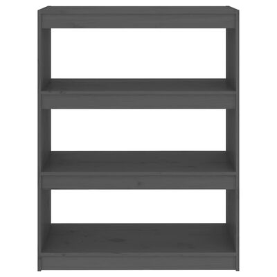 vidaXL Book Cabinet/Room Divider Gray 31.5"x11.8"x40.7" Solid Wood Pine