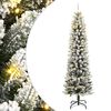 vidaXL Christmas Tree Green and white PVC, PE, Steel Tall and slim