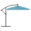 vidaXL Garden Parasol Blue Polyester, steel, straw Large