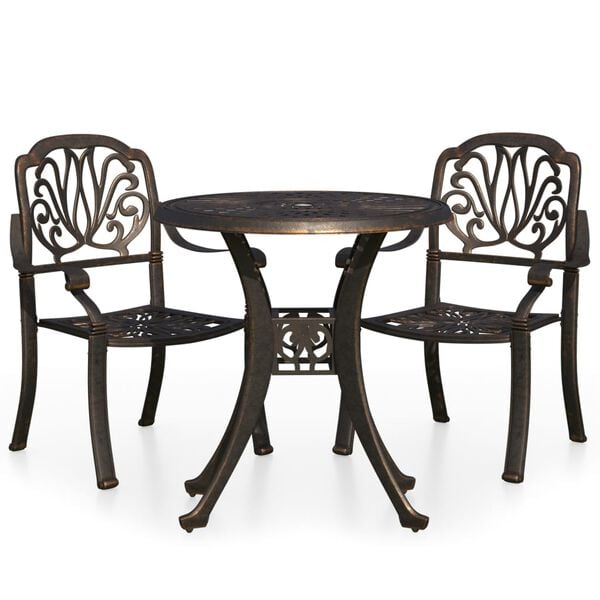 vidaXL Bistro Set Bronze Cast aluminum Medium Durable Bistro Set
