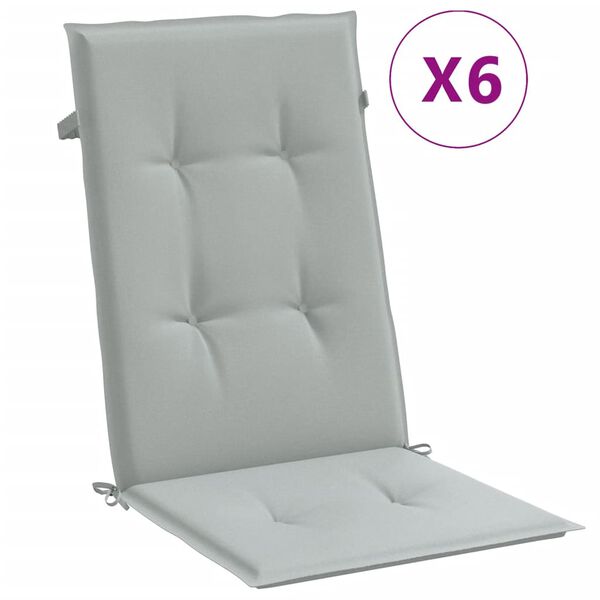 vidaXL Highback Chair Cushion Set of 6 Melange light grey 100% polyester