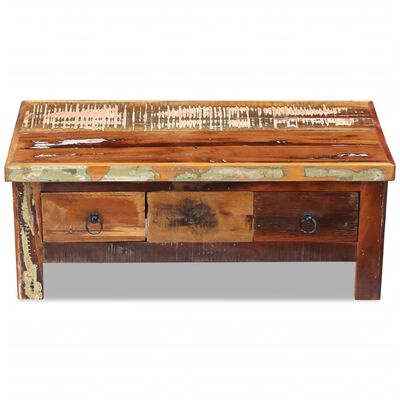 vidaXL Coffee Table Drawers Solid Reclaimed Wood 35.4"x17.7"x13.8"