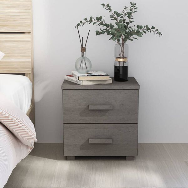 vidaXL Bedside Cabinet Light Grey Solid Pine wood, MDF Standard