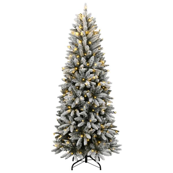 vidaXL Artificial Christmas Tree Green and white PVC, PE, steel 4 ft