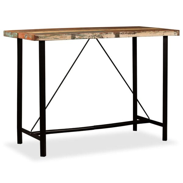 vidaXL Bar Set Brown and Black Solid reclaimed wood and steel Industrial