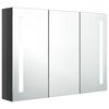 vidaXL Bathroom Cabinet Shining Grey MDF with Melamine Finish, Glass Mirror