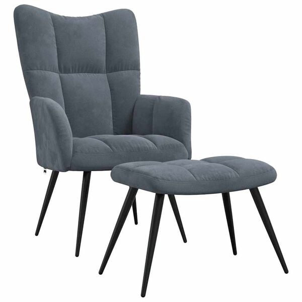 vidaXL Relaxing Chair With Stool Dark Grey