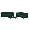 vidaXL Sofa Set Dark Green Velvet, plywood, solid wood 3-piece settee