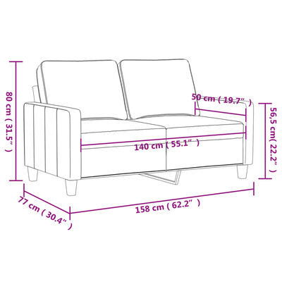 vidaXL 2-Seater Sofa Dark Gray 55.1" Fabric