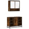 vidaXL Bathroom Furniture Set Smoked Oak Engineered Wood, Metal, Glass