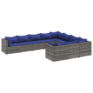 vidaXL Patio Sofa Set Grey, Dark Blue
