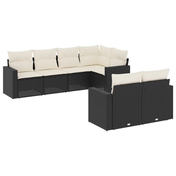 vidaXL Garden Sofa Set Set of 7 Black, Cream White