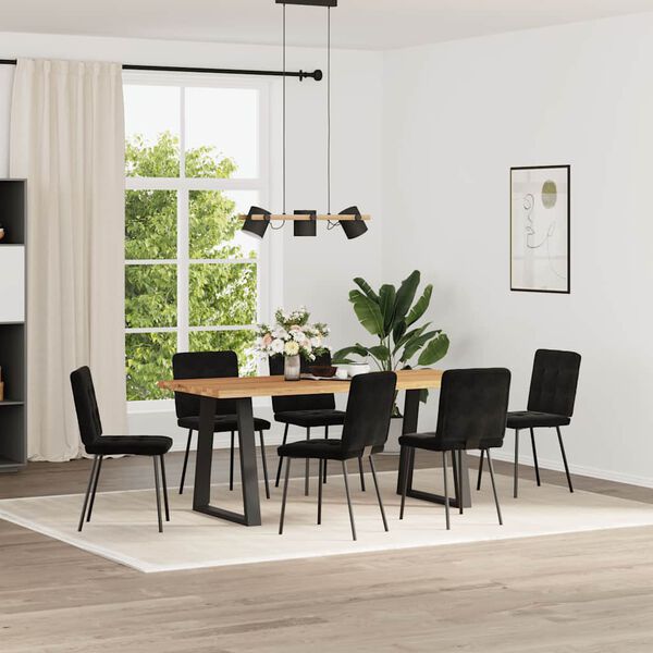 vidaXL Dining Chair Set of 6 Black Velvet, metal, plywood Durable
