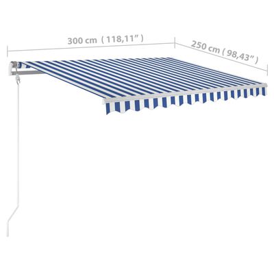 vidaXL Automatic Retractable Awning 118.1"x98.4" Blue and White