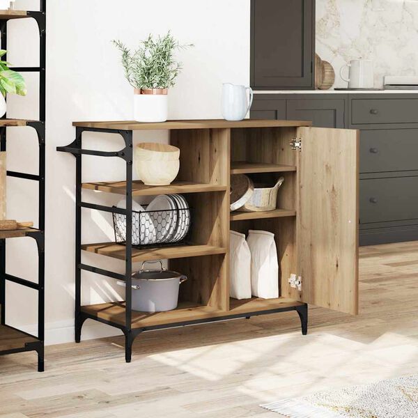 vidaXL Kitchen Trolley Artisan oak and Black 87.5 x 38.5 x 84.5 cm