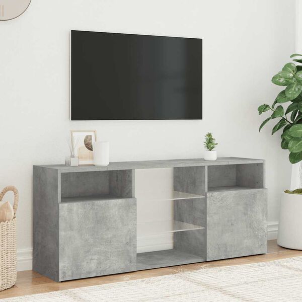 vidaXL TV Cabinet Concrete Grey Engineered Wood and Tempered Glass Medium