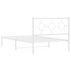 vidaXL Bed Frame White Powder-Coated Steel King Single Bed Frame
