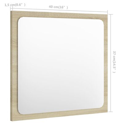 vidaXL Bathroom Mirror Sonoma Oak 15.7"x0.6"x14.6" Engineered Wood