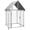 vidaXL Dog Kennel Silver Galvanized Steel Large Durable Dog Kennel