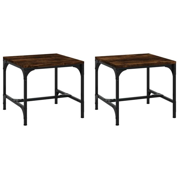 vidaXL Side Table Set of 2 Smoked Oak Engineered wood and steel Compact