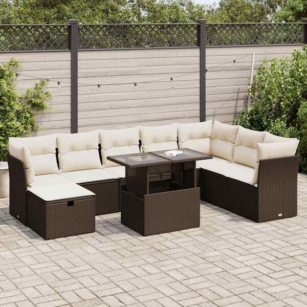vidaXL Garden Sofa Set Brown PE Rattan Large Modular Garden Sofa Set
