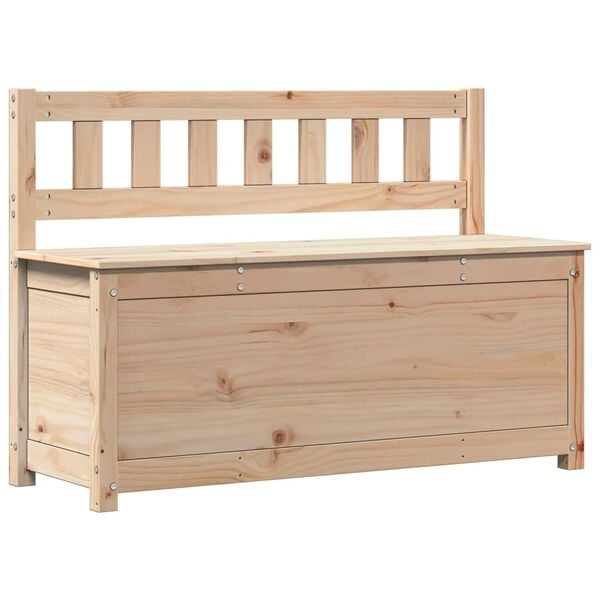 vidaXL Bench Natural Pine Solid Pine Wood Medium Storage Bench