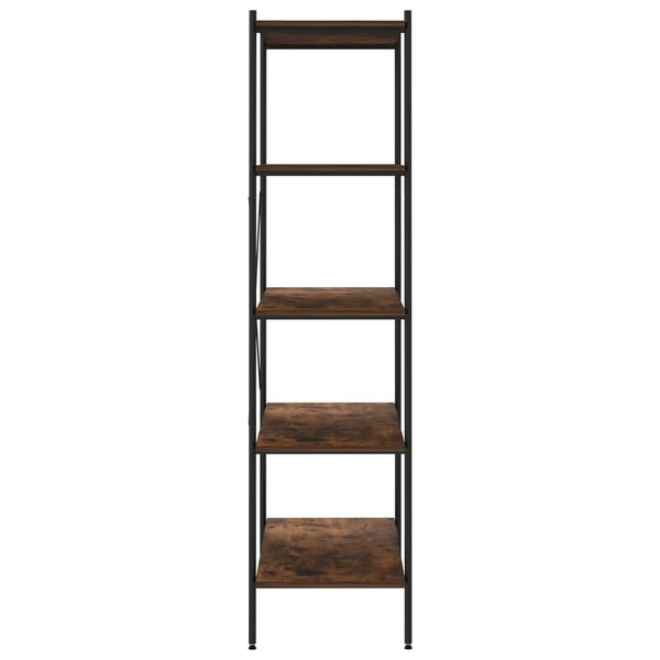vidaXL Shelving Unit Black and Natural Engineered wood and steel