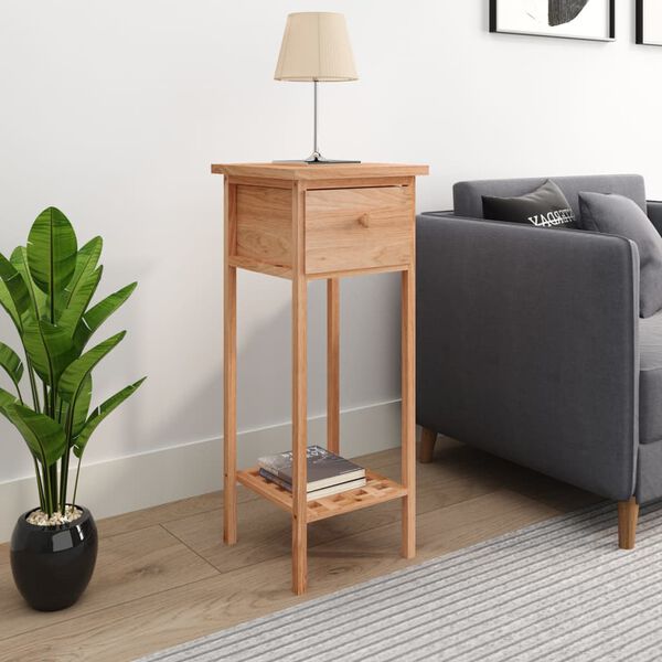 vidaXL Side Table With Drawer Walnut Solid walnut wood Tall Side Table