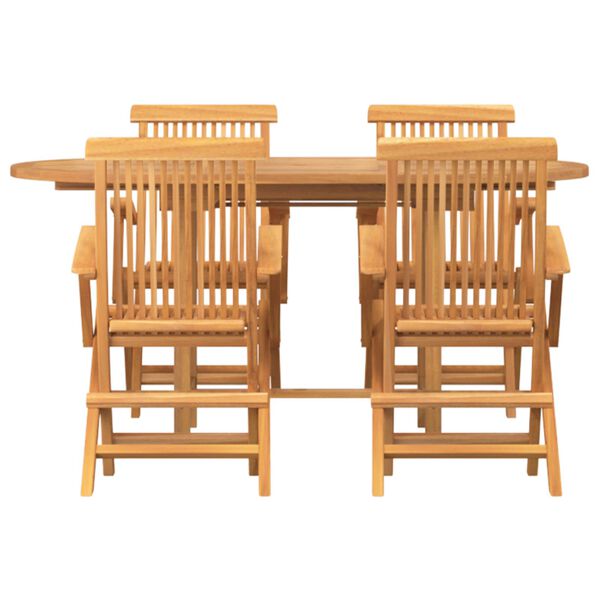 vidaXL Garden Dining Set 5 pcs Brown Solid teak wood