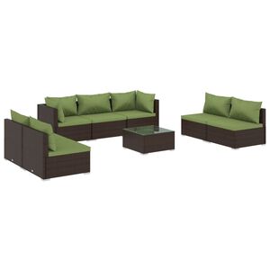 vidaXL Garden Lounge Set Brown, Green