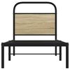 vidaXL Bed Frame Sonoma Oak, Steel Grey Steel, Engineered Wood Twin
