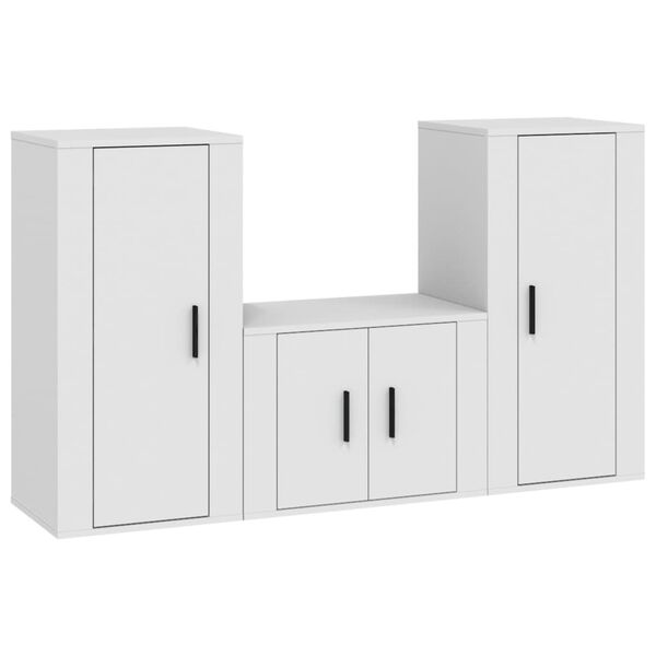 vidaXL TV Cabinet Set Set of 3 White Engineered Wood Medium
