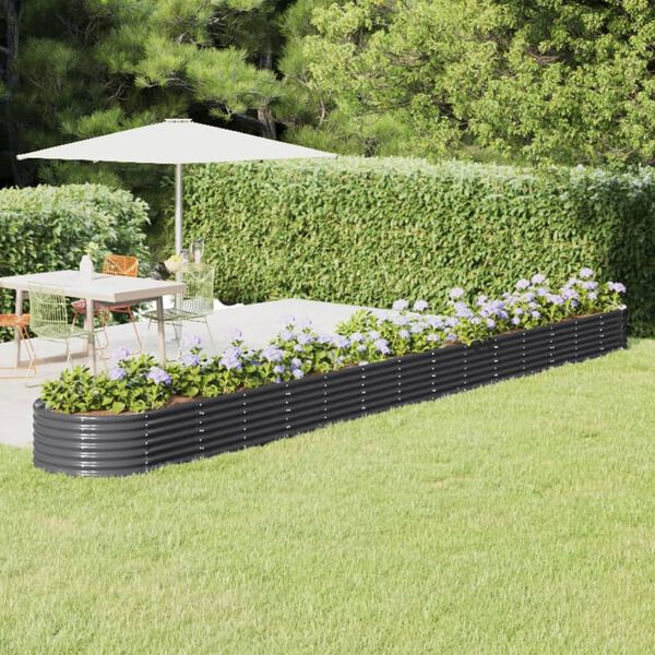 vidaXL Garden Raised Bed Anthracite Powder-coated Steel Large Durable
