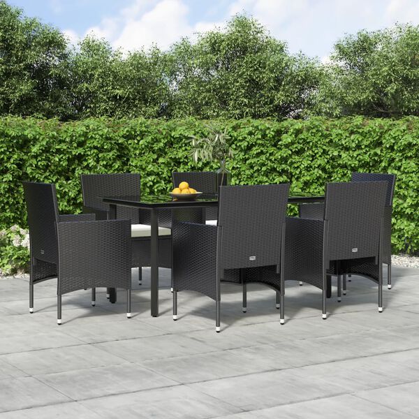 vidaXL Garden Dining Set Black, Cream White