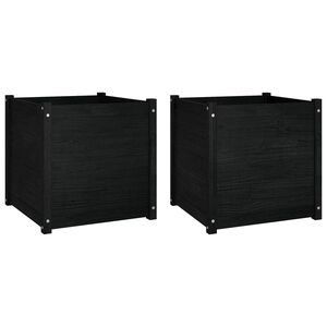 vidaXL Garden Planter Set of 2 Black Solid pinewood 23.6 in Durable