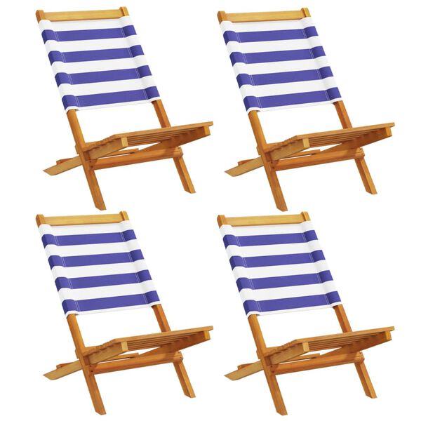 vidaXL Garden Chair Set of 4 Blue and White