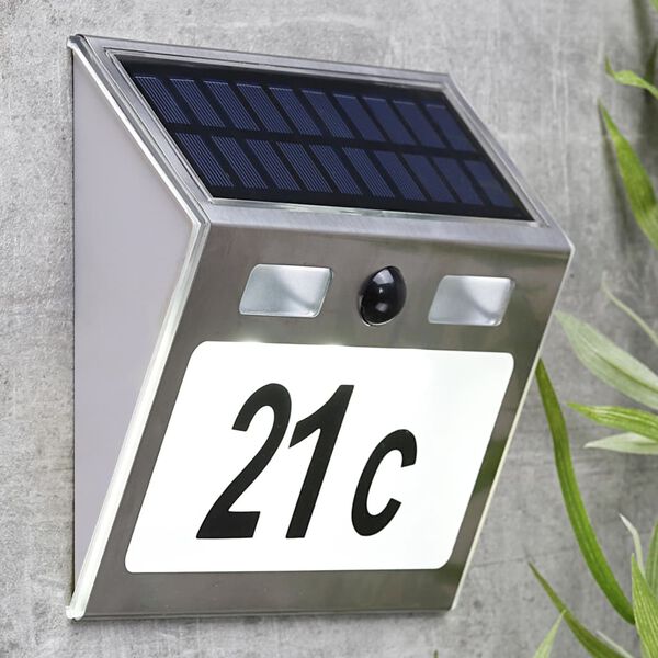 HI Doorplate Lamp Silver Steel Medium Solar Doorplate Lamp