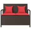 vidaXL Patio Storage Bench Brown with Red cushions